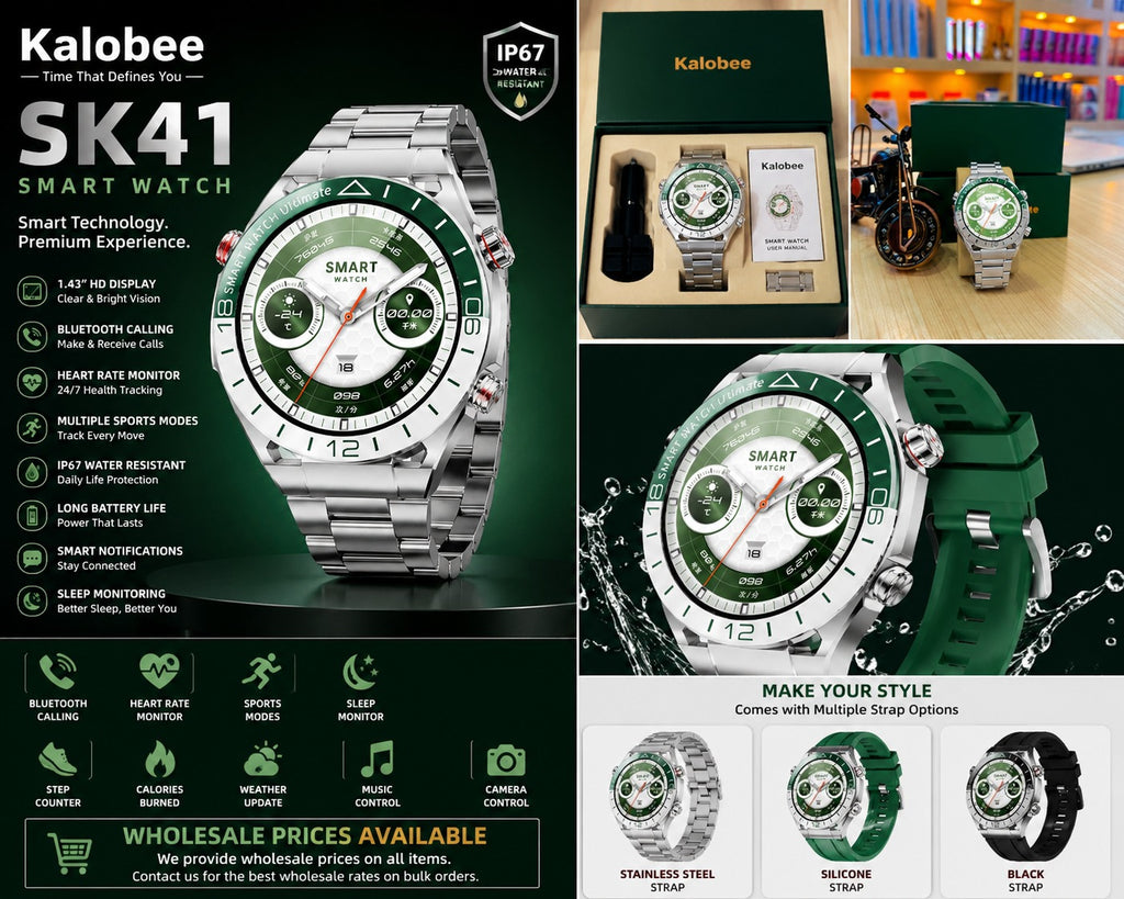 Kalobee SK41 Smart Watch — Steel & Green